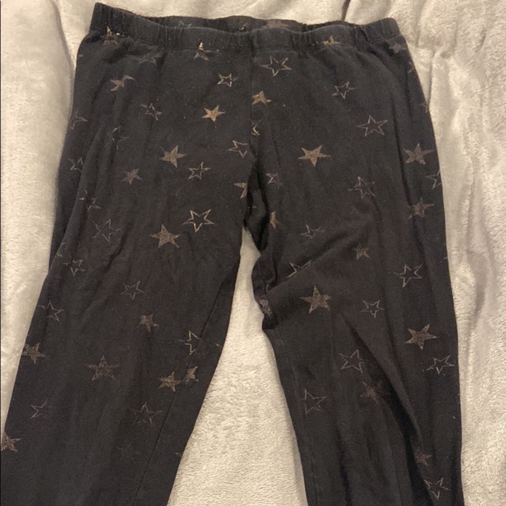 Gold star black leggings